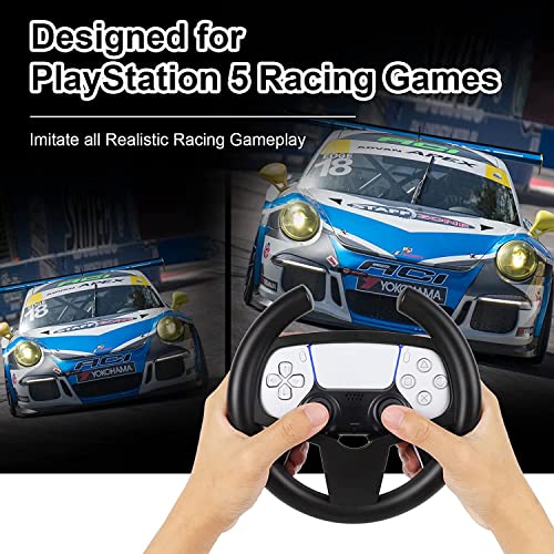 Roda de direção para PS5 Controller, Powerlead Gaming Racing Wheel para PlayStation 5, acessórios controladores de aderência,