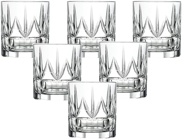 Presentes mundiais elegantes e modernos Crystal Made Drinkware Set para festas e eventos de hospedagem - 13 onças. Tumblers de moda dupla chique, conjunto de 6