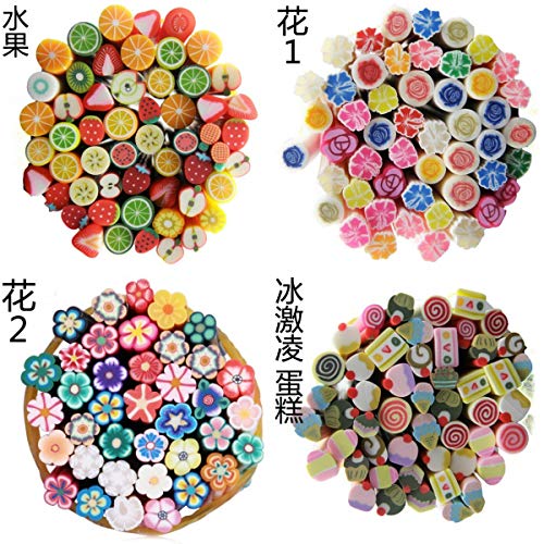 Zhongjiuyuan 100pcs 3d designs fofos unha arte fimo sticks 5x50mm adesivos hastes dicas de gel de decoração de manicure