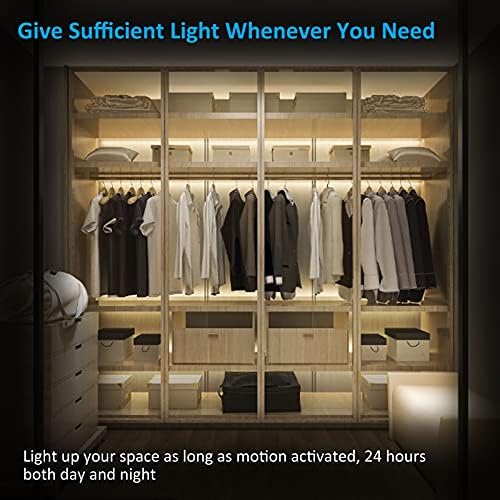 Lacasa Motion Sensor Closet Light Faixa, luzes LEDs quentes de 5 pés, movimento automático de movimento ativado ou ligue/desligado,
