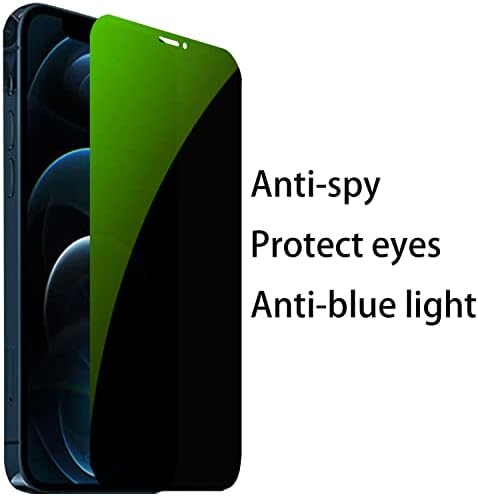 BWEDXEZ 3 PCS Anti-azul Privacidade temperada Anti-spy Protetor de tela Anti-Peeping Film para iPhone 12 Pro Max, 6,7 polegadas