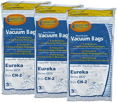 Sacos de vácuo de micro -filtragem de reposição Envirocare para Eureka Ex Allergy Cartisters 9 pacote