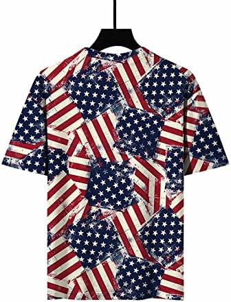 4 de julho Cadeiras T para Women USA Flag Stars Stripes Tops patrióticos Manga curta Quarto dia T-shirt Bloups retro