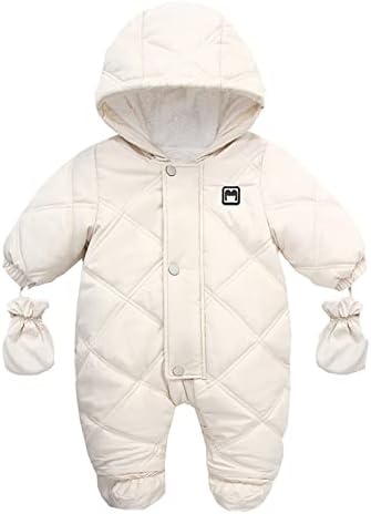 Qvkarw macacão de bebê snowsutuit garotas casaco infantil jaqueta com capuz de macacão casaco e jaqueta com luvas