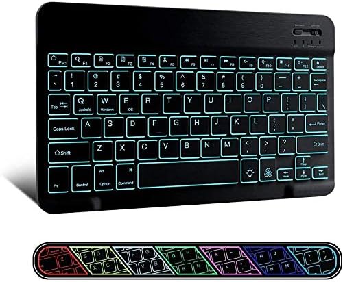 Teclado de onda de caixa compatível com o teclado Lenovo Tab P11 Pro - Slimkeys Bluetooth - com luz de fundo, teclado portátil com conveniente luz traseira - Jet Black