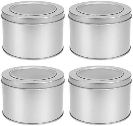 Toyandona Bolo Recipiente 4 PCs latas de metal 9 onças, latas de armazenamento redondas de contêineres com tampa transparente com tops- Especiarias da loja
