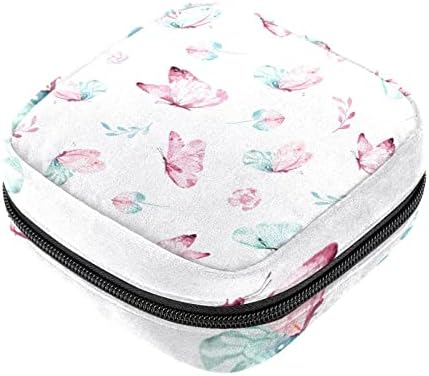 Bolsa de armazenamento de guardanapos sanitários de Oryuekan, bolsas de zíper menstrual reutilizável portátil, bolsa de armazenamento de tampões para mulheres meninas, linhas pretas brancas abstrato zebra
