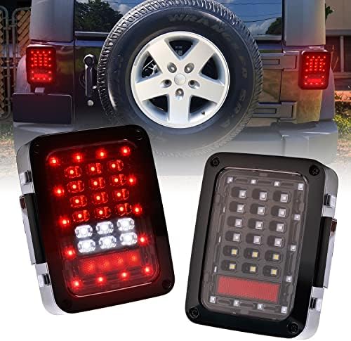 Luzes traseiras de luzes Auxlight Luzes de substituição Luzes de execução, luzes de giro de freio e luzes reversas compatíveis com 2007-2018 Jeepp Wrangler JK & Wrangler Unlimited, pacote de 2