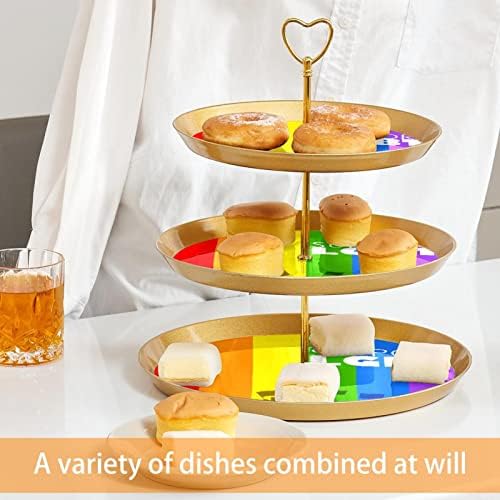 Suporte para bolo tfcocft, suporte de cupcake, conjunto de exibição de tabela de stands de sobremesa, padrão de listras coloridas