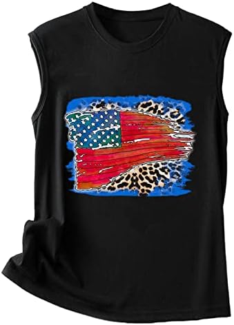 4 de julho Camisas para mulheres American Flag Summer Summer Sleesess O Pescoço Tampa Tampa Estrelas Stripes Tie-Dye Camiseta Casual Tees Tops