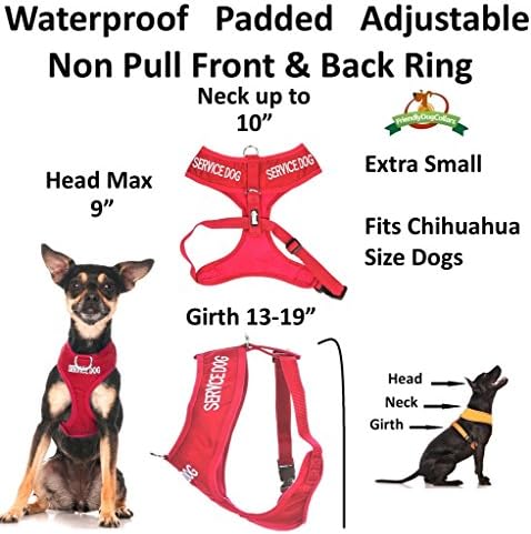 Cão de serviço cão vermelho codificado de cores não puxado e traseiro D Ring acolchoado e à prova d'água Arnês de cães impede acidentes,