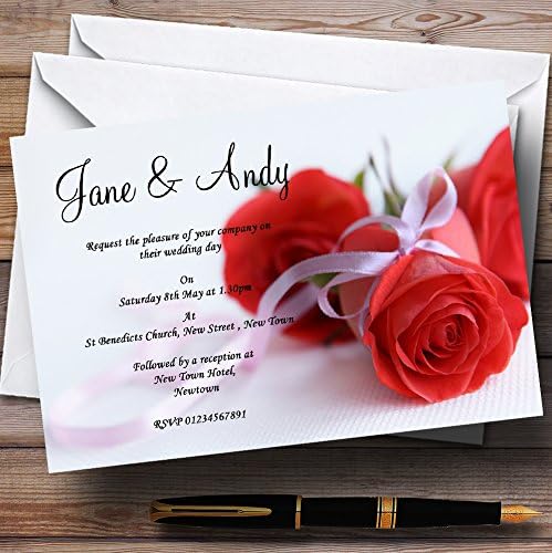 O card zoo Red Rose e Fita Branca de Recepção Personalizada convites da recepção