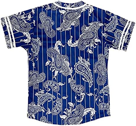Airnine masculino Bandana Print Baseball Jersey Button Down camisetas