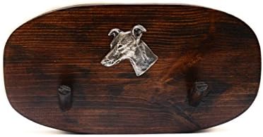 Whippet, cabide de madeira exclusivo com alívio de um cachorro de raça pura