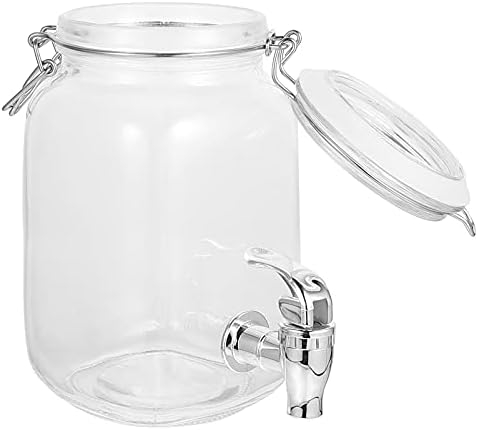 Dispensador de bebida de vidro de jar de pedreiro hemotão 1L com jarros de conservas de boca larga de tampa com vazamento com latas