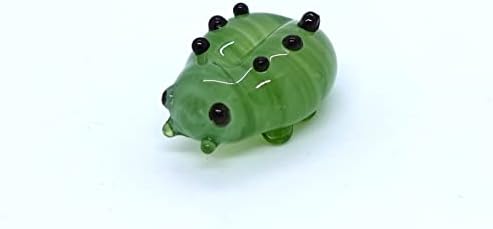 Sansukjai Ladybug Tiny Fatuines Brown Color Glass Art Animals Collectible Gift Home Décor, Green