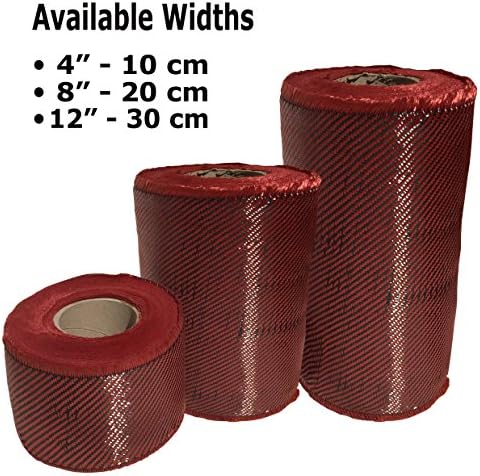 12 x 1 ft vermelho-Kevlar Fabric-2x2 Tarefa-3k/220g