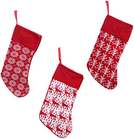 CIIEEO 3PCS Knitt Christmas Staking Decoração de Natal Bolsa de estoque de estoque de estocagem Decoração de meias de Natal