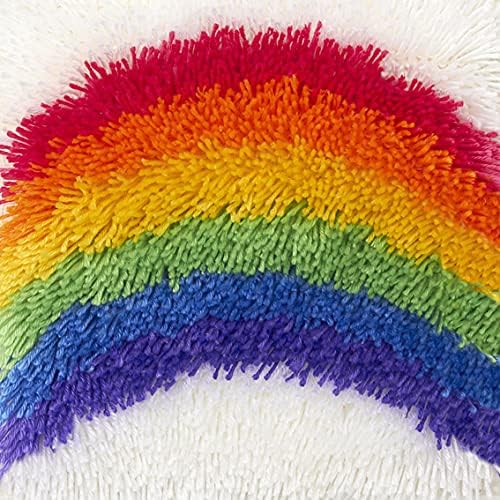 Kits de tapete de gancho de trava arco -íris para adultos e crianças para iniciantes kits de fios de crochê de crochê e gapa de carpete