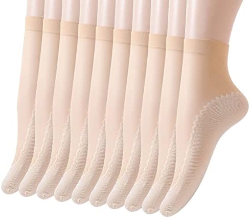 10 pares de meias respiráveis ​​femininas meias médias de meias sólidas femininas atléticas correndo meias de algodão sem escorregamento
