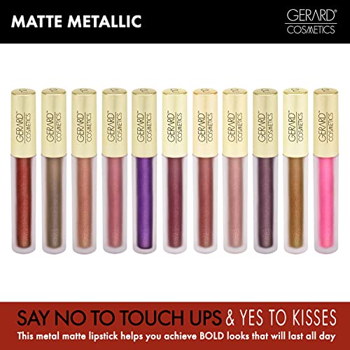 Gerard Cosmetics Metal Matte Liquid Lipstick - fornece brilho metálico cativante aos lábios - não rachou ou se desgasta - fórmula leve, duradoura e confortável - submundo - 0,64 oz