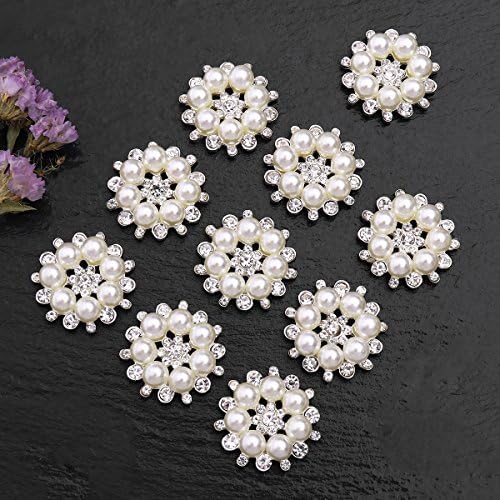 Botões de stromestone de 10 peças, botões de stromestones de floco de neve de pérolas, botões de strass de flor de traseira plana