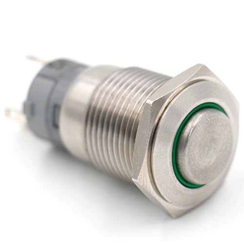 Baomain Stainless Momentary Press botão Eagel Eagel Eye LED LED LED PILOTO 24V 16mm SPDT