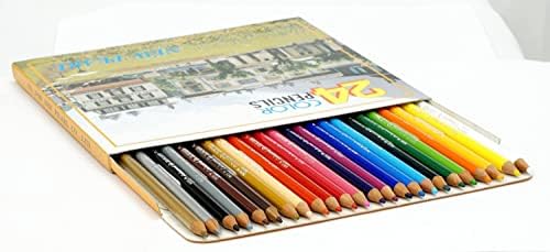 タキザワ Feito no Japão BG-C12-2 Lápis coloridos em estojo de papel tradicional, conjunto de cores 24, eixo redondo, pacote de 2