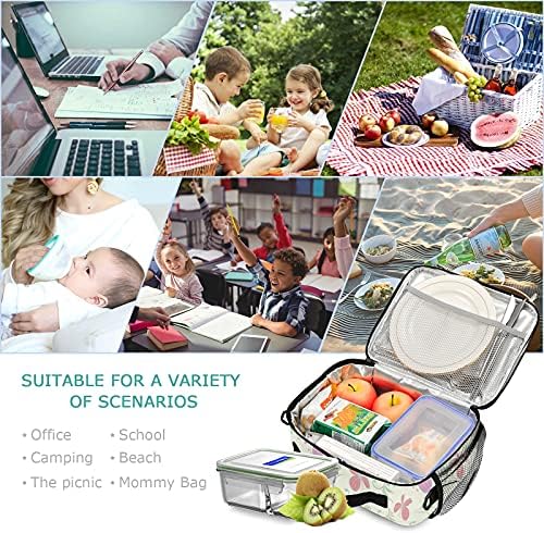 Mnsruu Butterfly Abstract Lanch Box, bolsa refrigeradora à prova de vazamento reutilizada com alça de ombro ajustável para