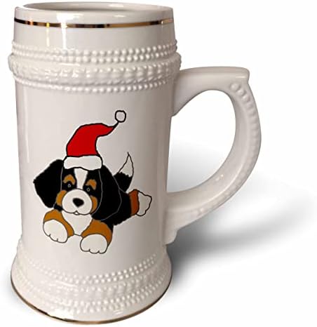 3drose engraçado Bernese Mountain Dog Puppy in Santa Hat Christmas - 22oz de caneca