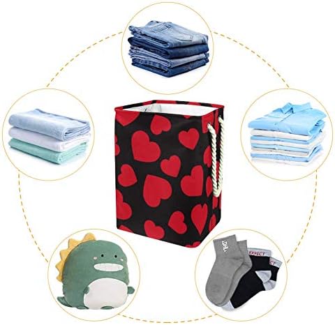 Deyya Heart Pattern Laundry Cestas cestam altas dicas dobráveis ​​para crianças adultas meninos adolescentes meninas em quartos
