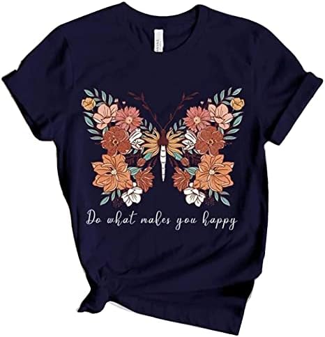 Camiseta de poliéster de manga comprida mulher mulher casual butterfly tam camiseta camisa de manga curta de manga curta camisa de manga curta