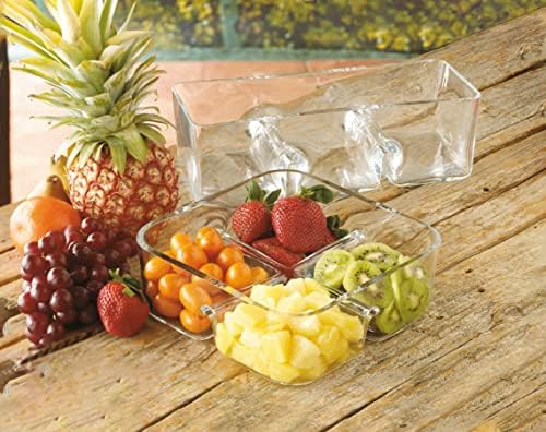 Vidro - Seccional - Relis - Dividido - Dish - Bandeja - 4 Parte - quadrado - Para nozes, chocolate, frutas ou doces -