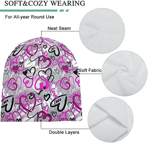 Baikutouan Love and Heart Print Feanie Hats for Men Mulheres com Design Capulh Cap
