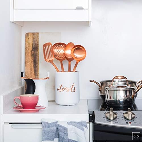 Utensílios de cozinha de ouro rosa - utensílios de cobre estalos o conjunto inclui: concha de cobre, colher de cobre, skimmer