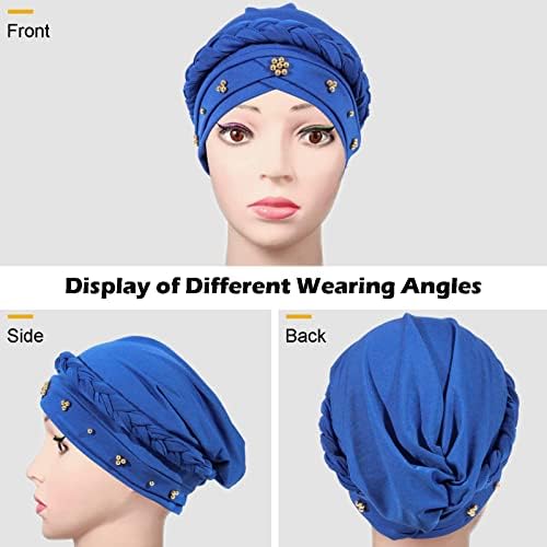 Mulheres Turbano pré-amarrado Twisted Twisted Hair Capa Enrolar Hat Hat African Beanie Headwraps para Black Women