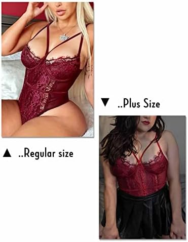 Aranmei Women Sexy Cylelash Lace Bodysuit Snap Snapty Teddy Lingerie