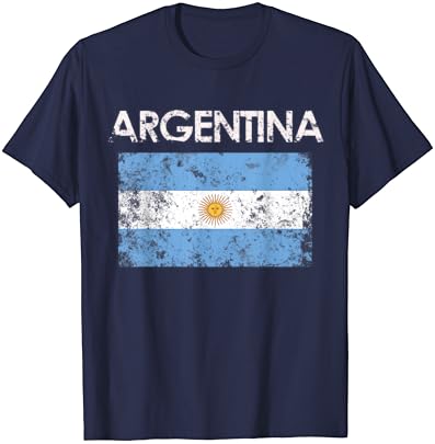 T-shirt de manga curta da bandeira argentina da Argentina Vintage Argentina