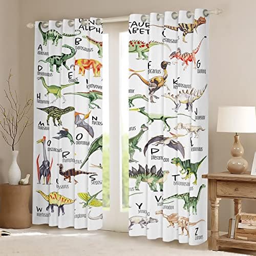 Cortinas e cortinas de dinossauros meninos meninos fofos cortinas dino cartoon Wildlife Blackout cortinas 76wx54l kawaii animal