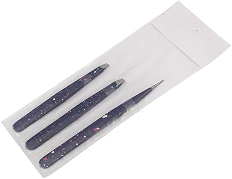 Conjunto de pinça de sobrancelha do DDP, 3 PCS Premium aço inoxidável Antecedutas Pinças com bolsa, pinças definidas com dicas
