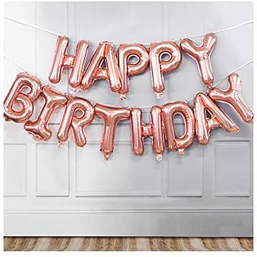 13pcs de feliz aniversário decoração balões rosa letra de ouro rosa papel alumínio decorações de festa de aniversário