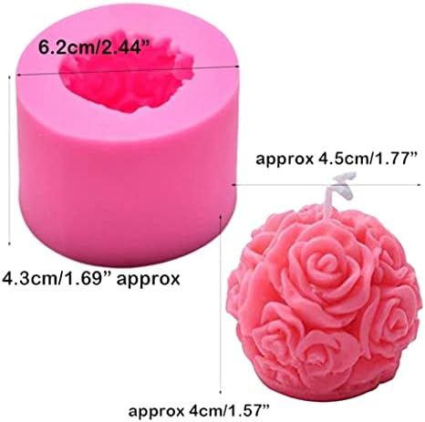 Jahh 2 pacote 3d Rose Ball Candle Soap Moldes, moldes de silicone para fabricação de velas DIY, mini sabonete artesanal, argila de polímero