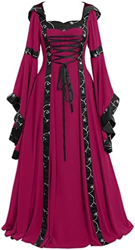 Vestido piso cosplay cosplay medieval feminino feminino vintage gótico feminino feminino vestido de mulher casual figurino vermelho