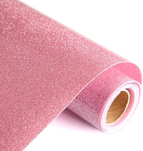 Transferência de calor de glitter rosa Ferro de brilho de vinil htv em rolos para camisetas T 12 x5 pés, folhas de pacote de vinil