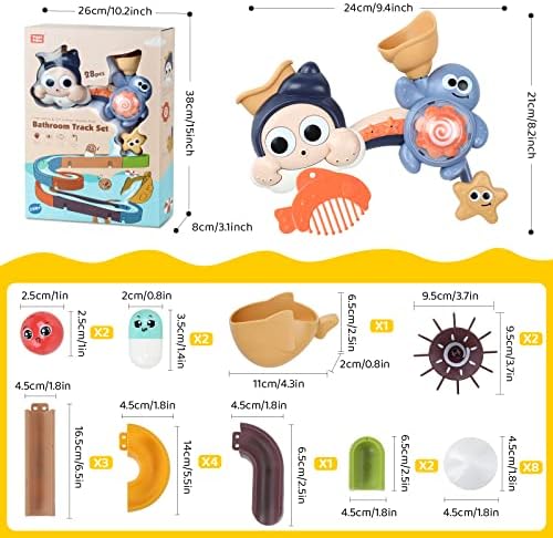 Bath Toys para crianças menino de 1 a 3 anos de idade - Bathtub interativo Bathtub Toy Set com faixas de parede,