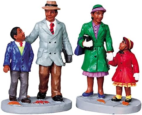 2009 indo para o conjunto de 2 figuras da vila de Natal afro -americanas