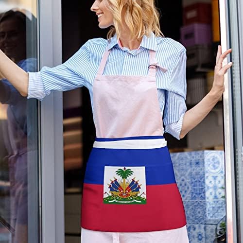 Flag de Aventais de Avental de Avental da cintura do Haiti Meio aventais com alça longa para homens de restaurante Home
