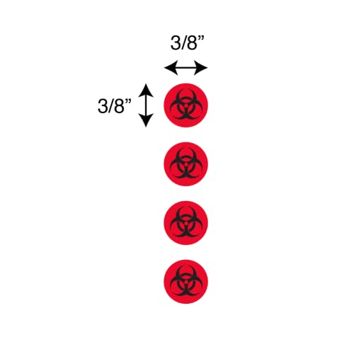 Globe Scientific LCR-95Bio Criogenic Biohazard Dots Rotin Roll, 9,5 mm de diâmetro, rolo de 1000