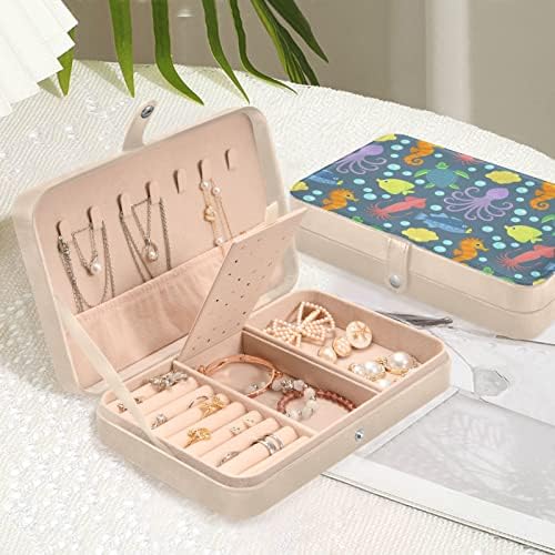 Cascas de Innewgogo na caixa de jóias pequenas azuis PU Organizador de jóias de couro Case para presentes para presentes