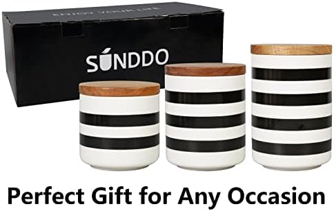 Conjuntos de gabarões de cerâmica de Sunddo para balcão de cozinha com tampa de bambu para café, açúcar, conjunto de chá de